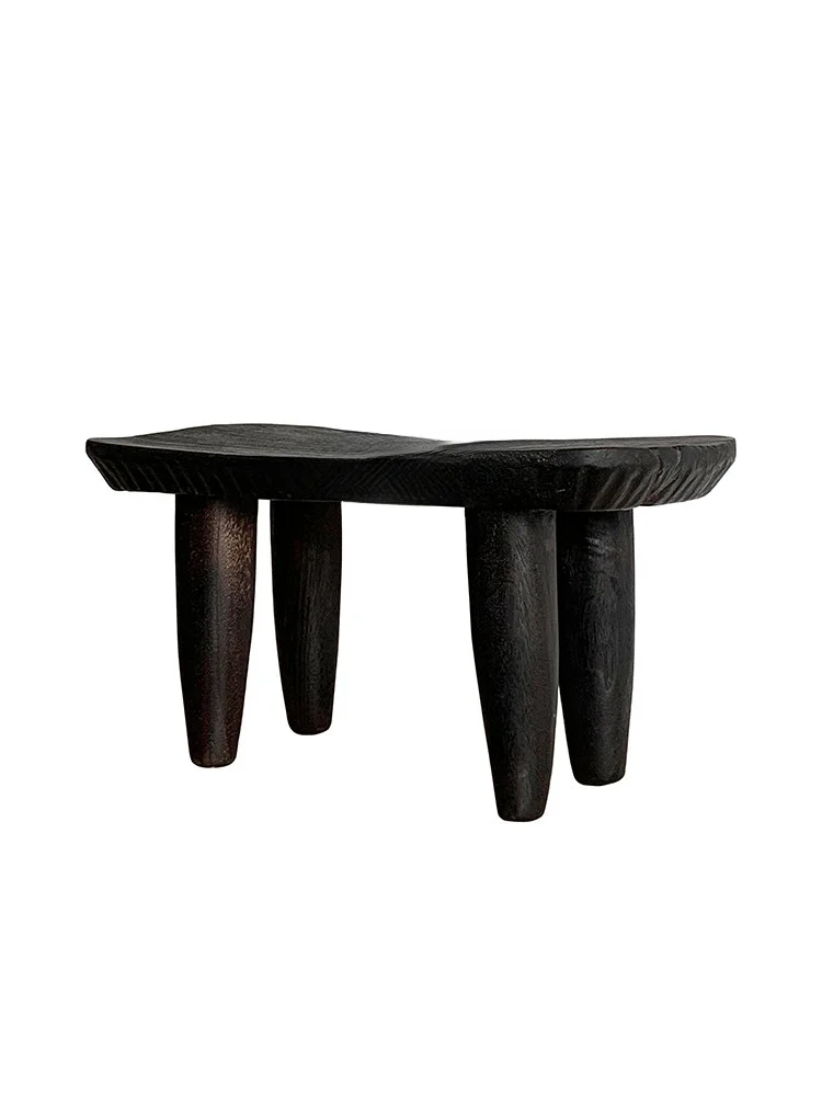 Low Stool Black Carbonized Creative Solid Wood Home Model Room Retro Leisure Bench Side Table Chair Ornaments