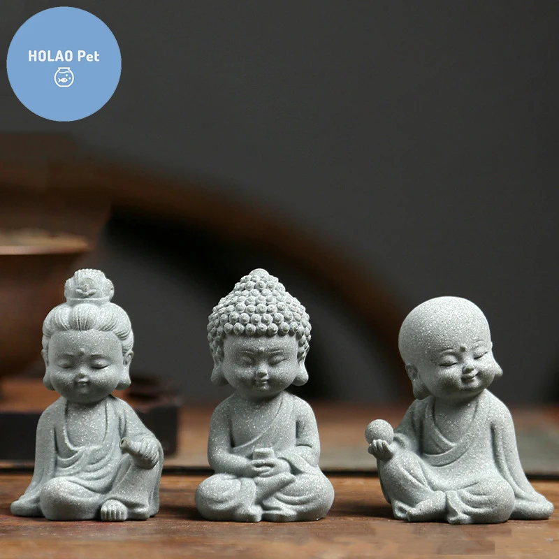 Aquarium Mini Cute Buddha Statues Fish Tank Buddhism Monk Fishbowl Accessories Home Decoration Carp Goldfish Reptile Lizard Pet