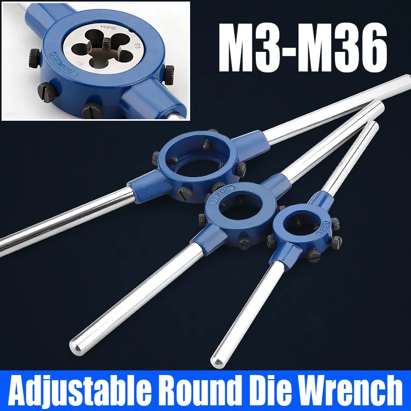 1PCS M3-M36 Round Die Wrench Adjustable Manual Die Wrench Holder Circular Die Handle Hand Tool For Dies Threading Tools