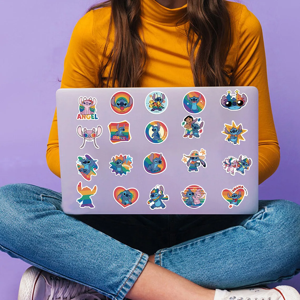 Pacote de 50 adesivos kawaii Stitch – Adorável feliz, piloto e ponto lilo combinado, vinil premium para laptops, kits de artesanato