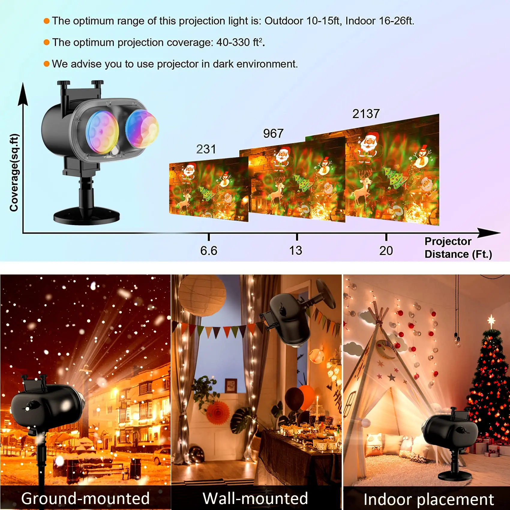 Christmas Halloween Projector Lights Outdoor 3D Ocean Wave & 16 Patterns Waterproof Laser Projector for Indoor Halloween Holiday