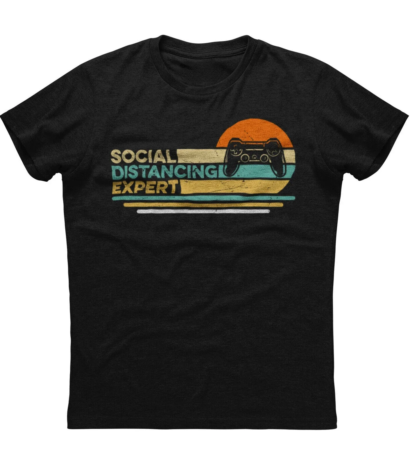 メンズ半袖カジュアルTシャツ,綿100% のラウンドネックTシャツ,ゲーマーへのビデオギフト,ソーシャルディスタンスエキスパート,サイズS-3XL