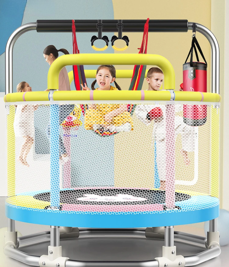 

Household Children's Indoor with Safety Net Guardrail Children's Fitness Small Bouncing Bed Family Trampoline Toys