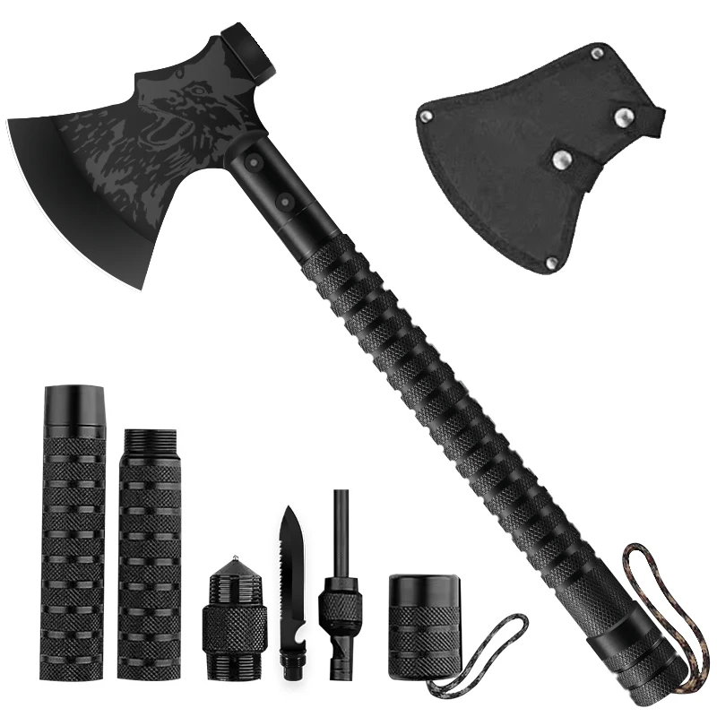 Home Multifunctional Tactical Fire Axe Outdoor Logging Garden Portable Vehicle Mounted Self-defense Survival EDC Hand Tool