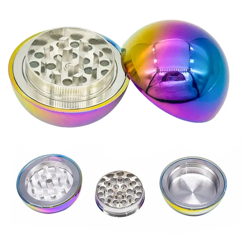 

Colorful ice blue 53mm 3-layer spherical zinc alloy manual grinder Christmas gift kitchen tool