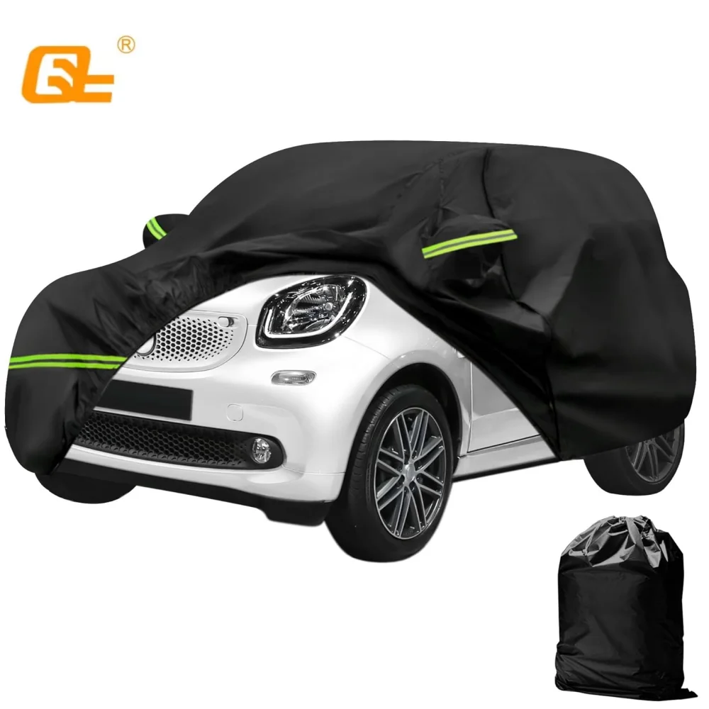 

Waterproof Car Cover for Benz Smart Fortwo 2007-2023 With Door Zipper & Windproof Bands for Snow Rain Dust Hail Protection Black