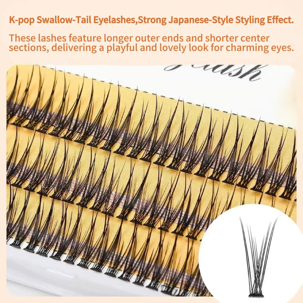 Grafting World Natural Slender Cross Simulation Thick Fish Tail Single Cluster Hair Soft Curly Swallow Tail False Eyelashes