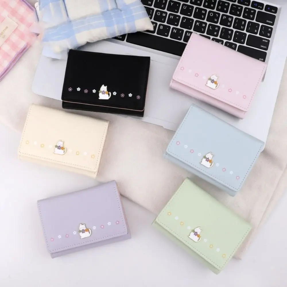 

Fashion PU Leather Short Wallet Cartoon Three Fold Coin Purse Wallets Women