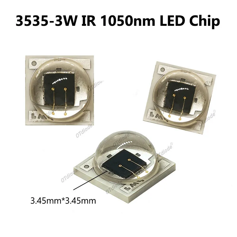 2-10pcs 3W 1050nm High Power Infrared LED 3535 Deep1000nm Bead Wavelength Ceramic Chip for Security Camera Night Vision Lighting