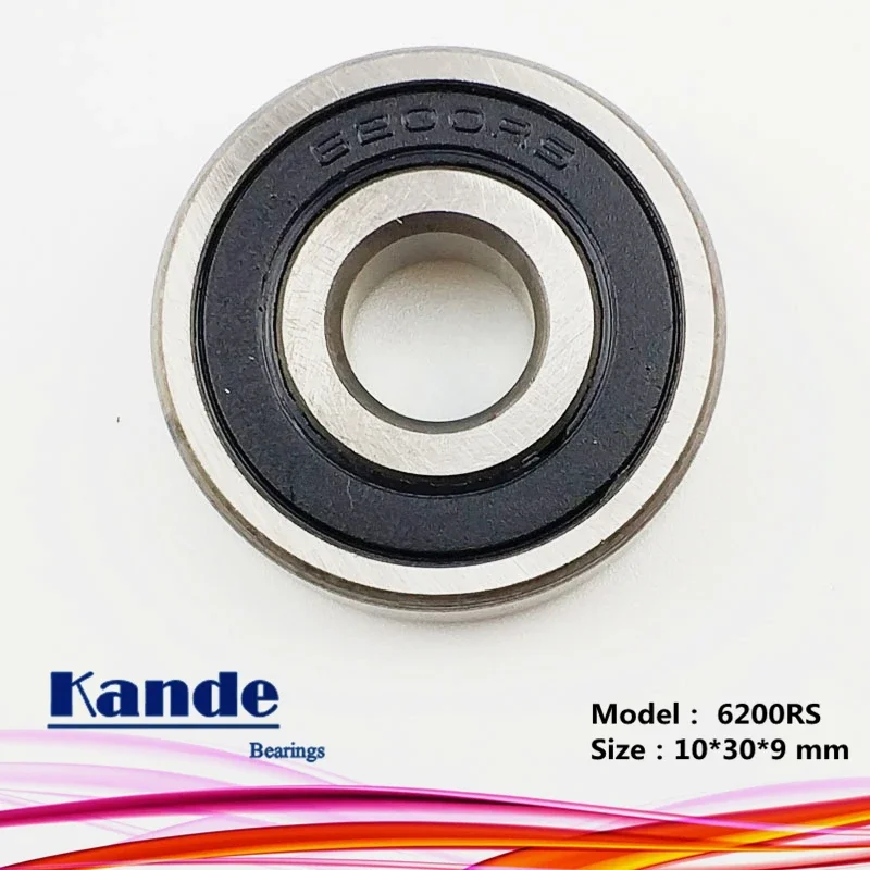 Kande 6200RS 10PCS  ABEC-5 6200 2RS Single Row Deep Groove Ball Bearing 10x30x9 mm 6200RZ