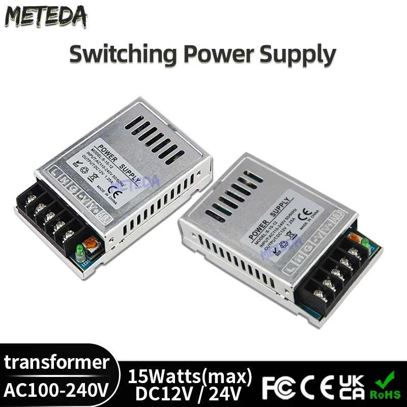 Mini Size Switching Power Supply 15W 12V 1.25A smps AC110V-220V to DC12v 24v converter Lighting Transformer LED Driver Adapter