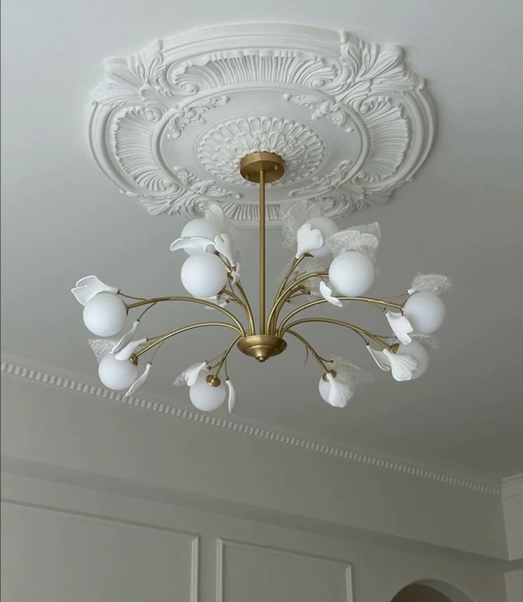 

French style light luxury cream style pendant light living room dining room bedroom Chandelier vintage Bauhaus ceramic lighting