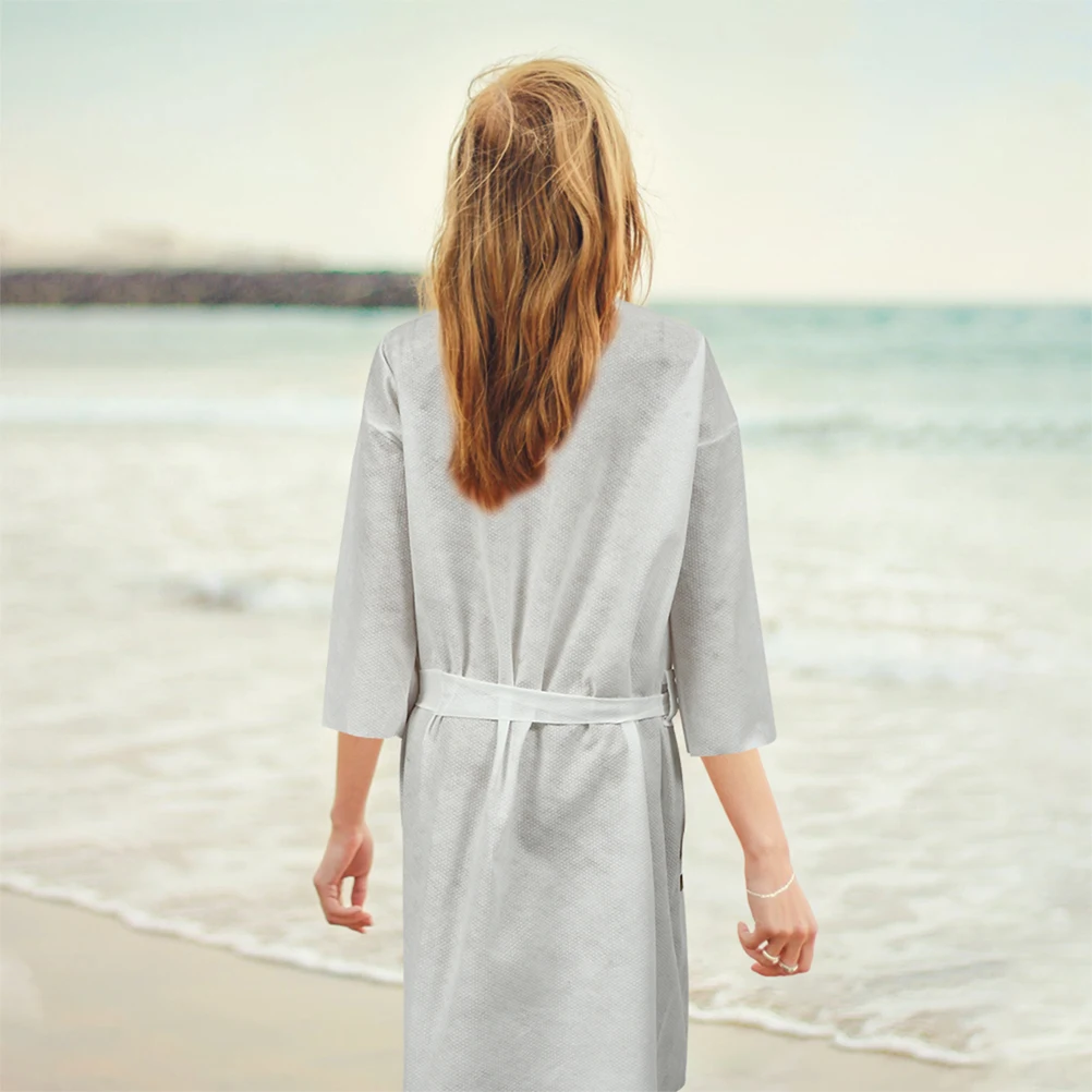 2Pcs Disposable Bath Disposable Bathing Clothing Bathrobe Wear for Men Women White Hooded Foldable Travel Hygiene Bathing