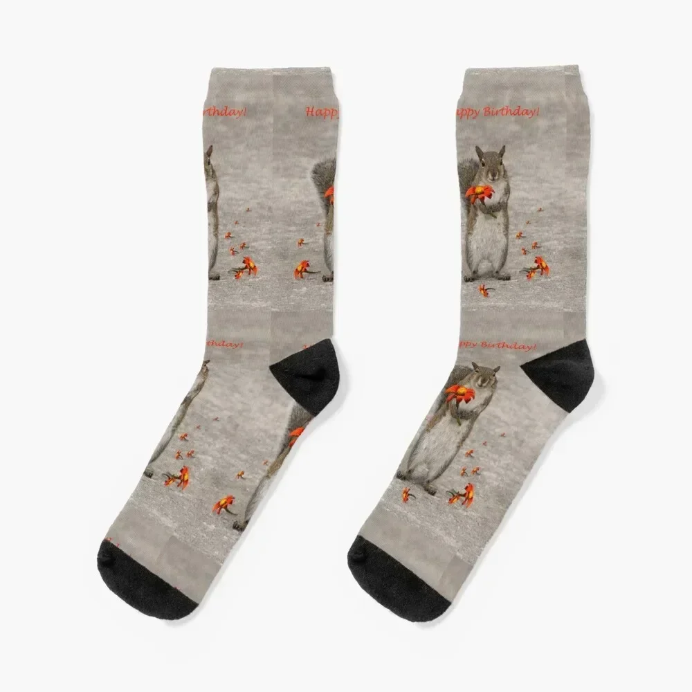 

Happy Birthday from Squirrel Socks Christmas cool Man Socks Women's