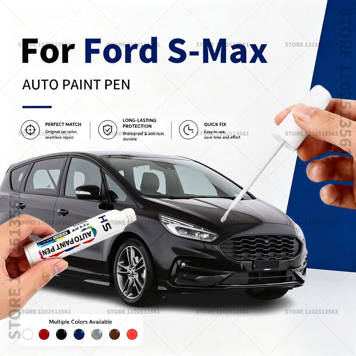 Car Touch Up Paint Pen Scratch Repair Remover Waterproof Quick Dry Auto Body Repair Tool For Ford S-Max White Grey Black Blue