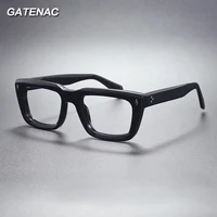 Montura de gafas de acetato grueso para hombre, gafas graduadas cuadradas Vintage para miopía, gafas de lectura, gafas de marca de lujo