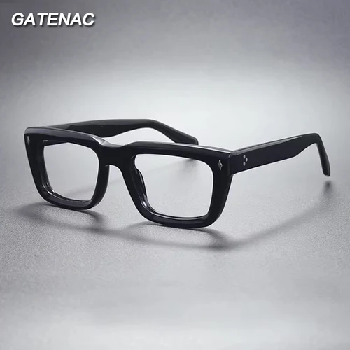 Montura de gafas de acetato grueso para hombre, gafas graduadas cuadradas Vintage para miopía, gafas de lectura, gafas de marca de lujo