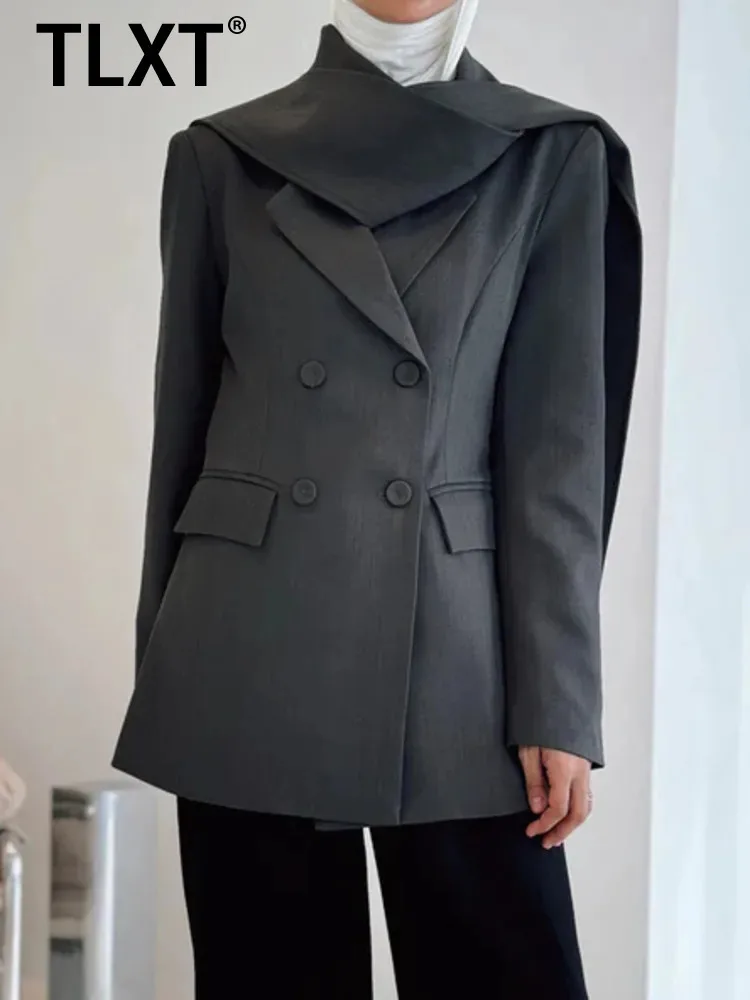 

TLXT пиджак с завязками на плечах, женская легкая куртка, офисный повседневный элегантный и роскошный костюм, пальто, новинка весны и лета 2024, XK1406