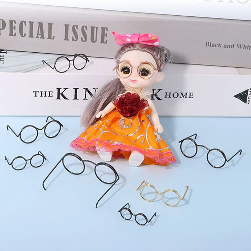 DIY Doll Dressing Accessories High Quality 20cm EXO Dolls Glasses 3 Color Round Frame Lensless Eyewear Toy Miniature Eyeglasses