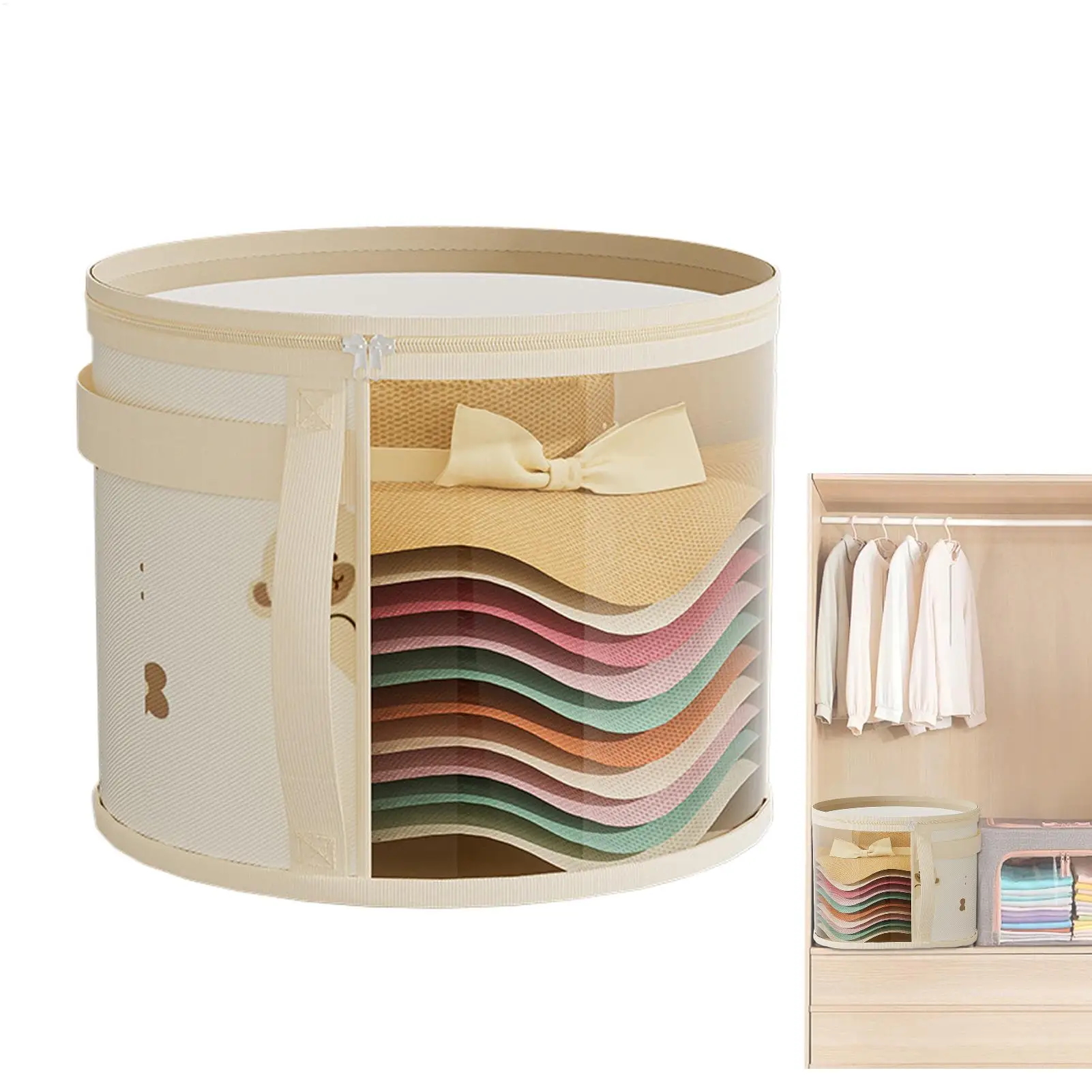 Hat Organizer Stackable Dust-Proof Container Bag Travel Round Hat Organizer for Closet Wardrobe Men Women Home Dormitory Hotel