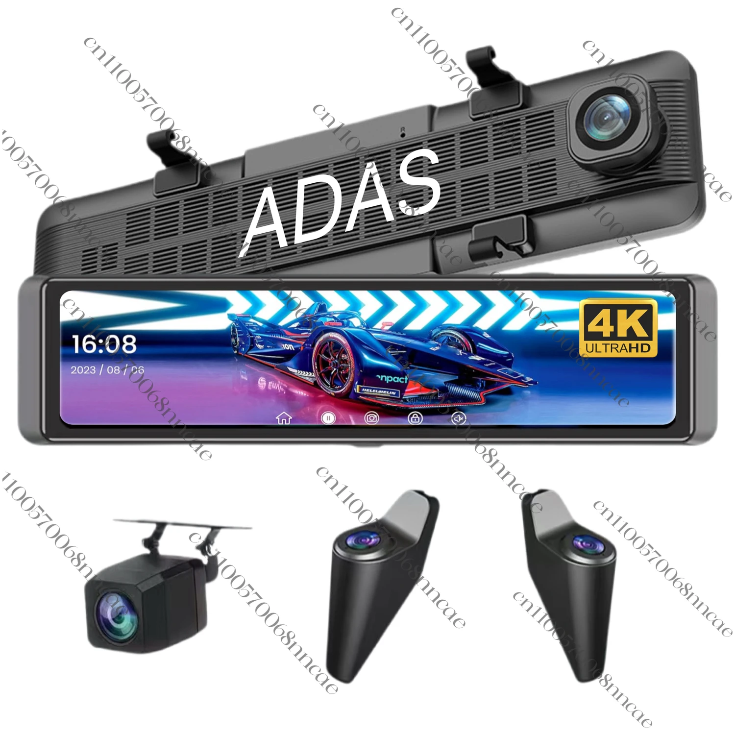 

4K Mirror Touchscreen Driving Recorder WiFi ADAS BSD Car Camera Front and Rear 4ch Night Vision G-Sensor Dash Cam