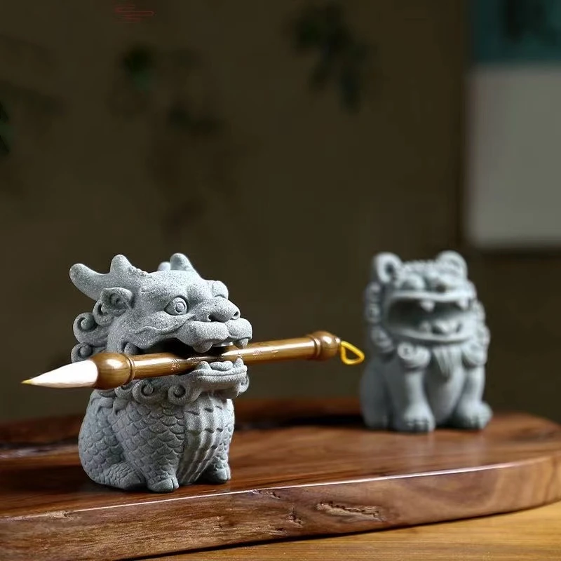 Chinese Kirin Imitation Stone Crafts Creative Decoration National Tide Mo Angry Car Decoration Home Outdoor Garden Bonsai