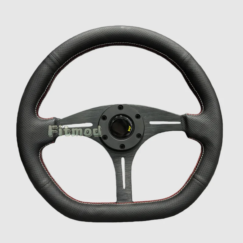 

Universal 14-inch 350mm D-shaped modified steering wheel, perforated leather steering wheel, for car modification, racing simula