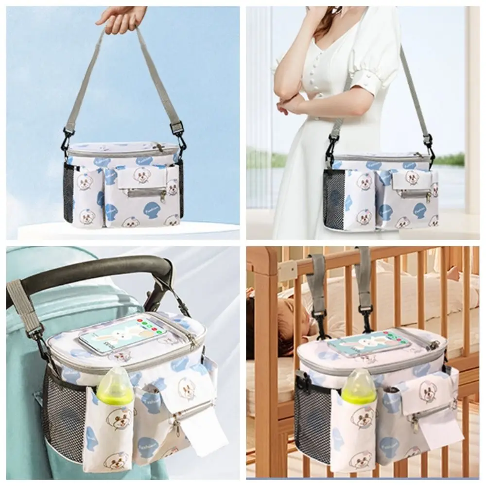 Multifunction Baby Pram Organizer Large-capacity Oxford Cloth Baby Stroller Hanging Bag Diaper Bottle Storage Waterproof