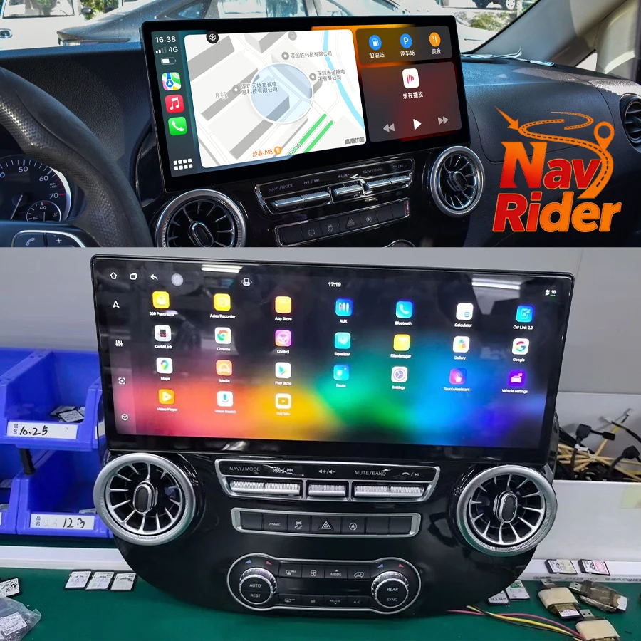 Reproductor Multimedia de Video para Auto, Pantalla de 17 Pulgadas, Android 15, Estéreo para Auto con CarPlay para Mercedes Benz Vito 116 W447 2016-2024, Unidad Principal con GPS