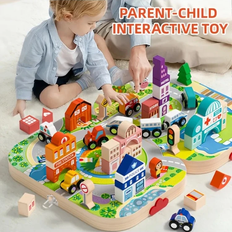 Wooden Building Blocks Set City Construction Stacker Stacking Preschool Learning Educational Toys Toddler Toys Boy Girl Gifts