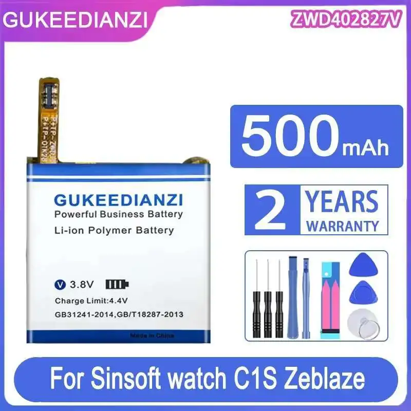 Компактная батарея 500 мАч для часов Sinsoft C1S Zeblaze Thor 3G kw88 pro, полимерная, ZWD 402827 V, Аккумулятор для умных часов
