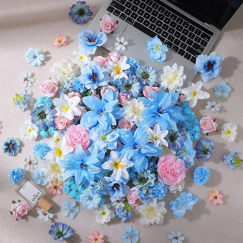 20/40/52 Stück Blau-Rosa Mix Künstliche Blumen Seidenblumen für Heimdekoration DIY Bastelzubehör Geschenke Braut Hochzeitsdekoration – Detail 6