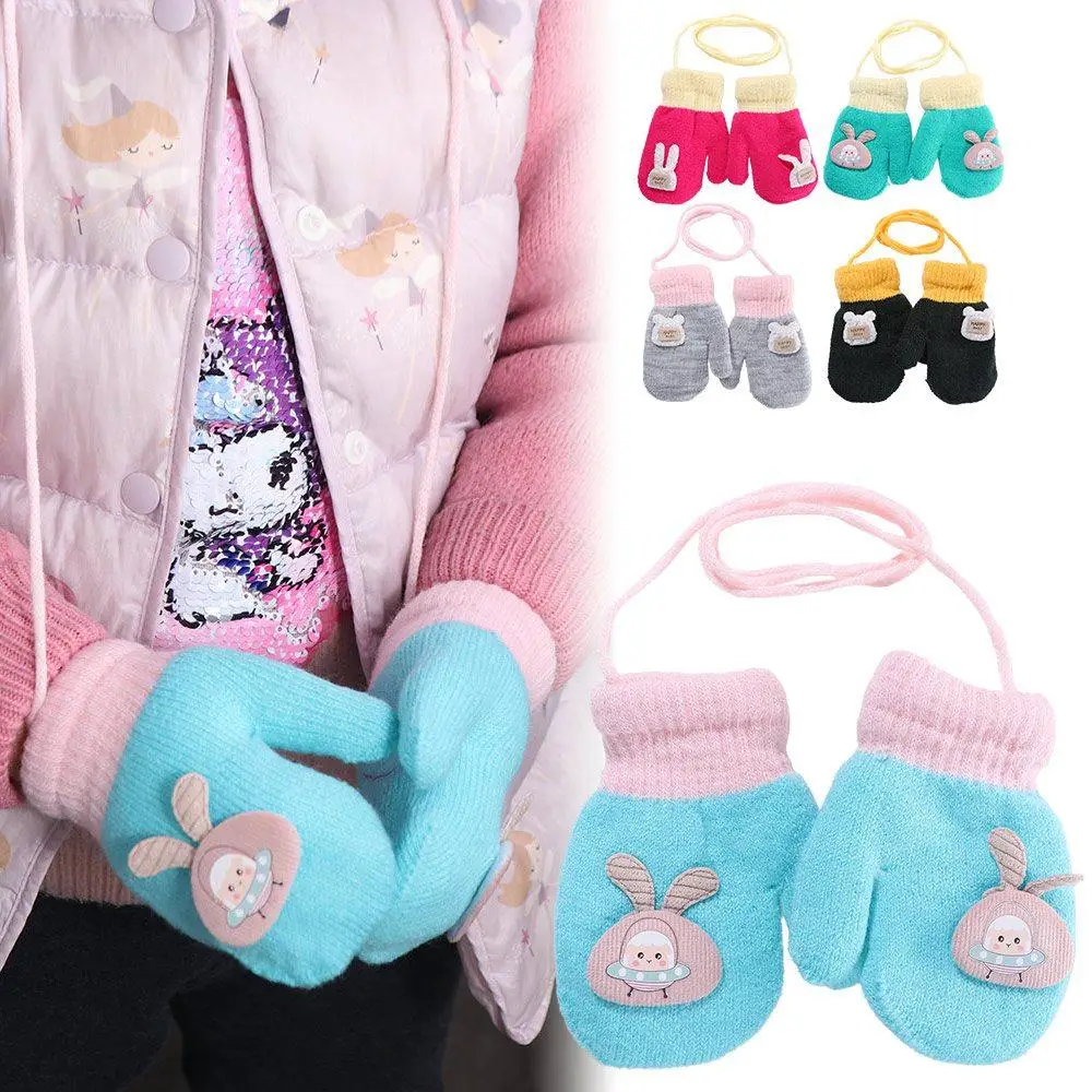 

Full Finger Gloves Winter Children Toddler Rabbit Girls Thickened Knitted Gloves Cartoon Gloves Warm Mittens Baby Mittens