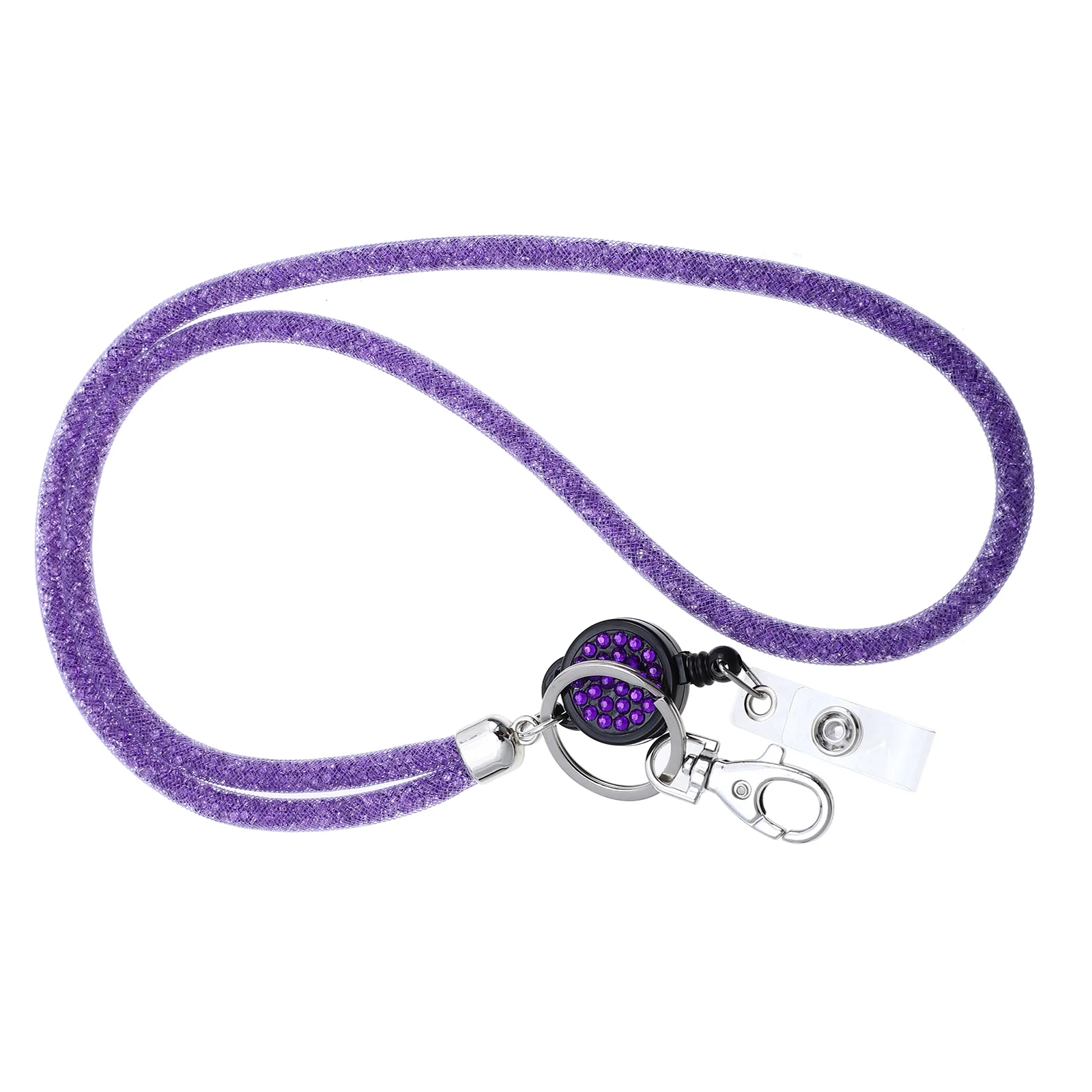 Necklace Lanyard Fishnet Rhinestone Phone Work Permit Card Wallet Keychain ID Lanyards for Men