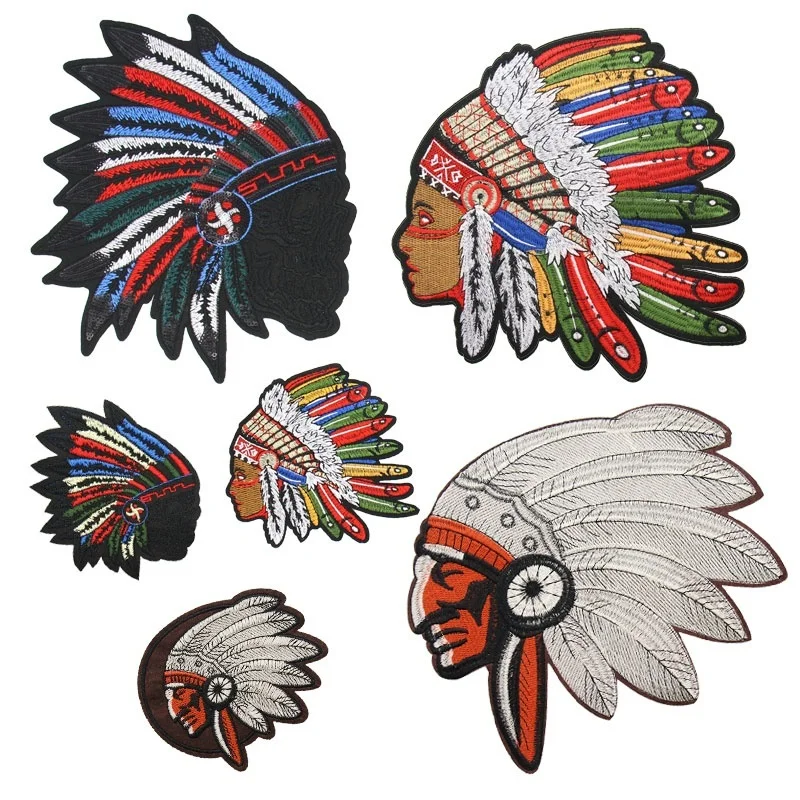 Punk Style Ethnic Style Indian Avatar Embroidery Large Cloth Stickers Clothes Jacket Decals Patch Pants Clothing Accessories