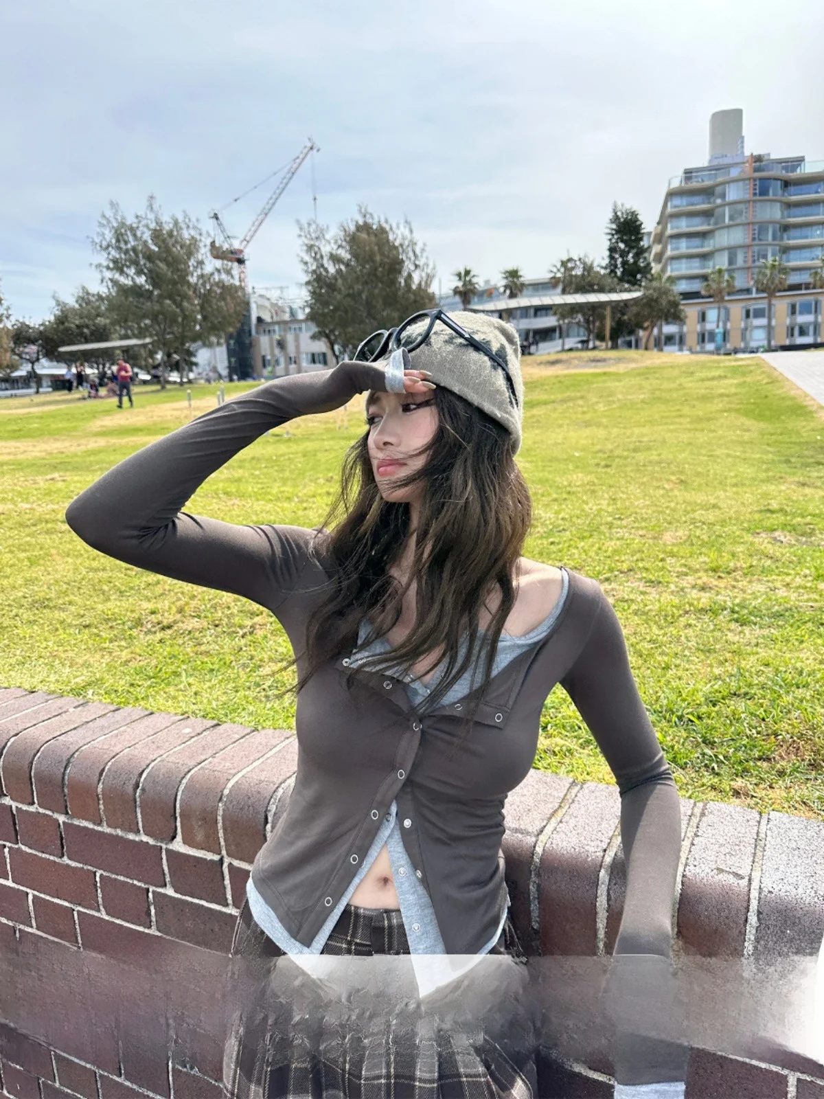 

Женская универсальная футболка Xinlei Lin Reverse Time Long Sve Modal Base из высококачественной ткани, облегающая, для осени и зимы