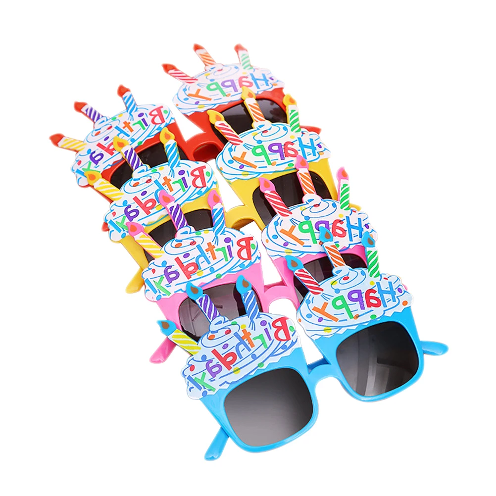 

4pcs Birthday Glasses Comfortable Lightweight Kids Eyeglasses Cake Party Eye catching Novelty Fun Accessories Happy Birthday