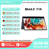 BMAX Y14 2025  360° Laptop 14 Inch Touch Notebook 16GB RAM LPDDR5 512GB SSD Windows 11 1920*1080 IPS Intel N100 Laptops Computer