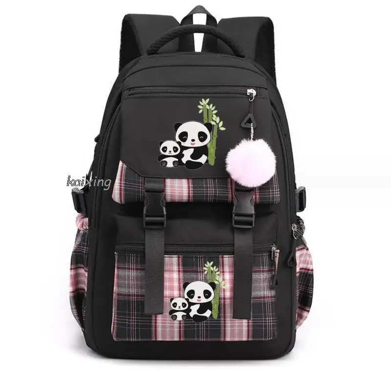 Mochila escolar com estampa panda para meninas e adolescentes, mochila escolar com estampa, estilo casual, para viagem