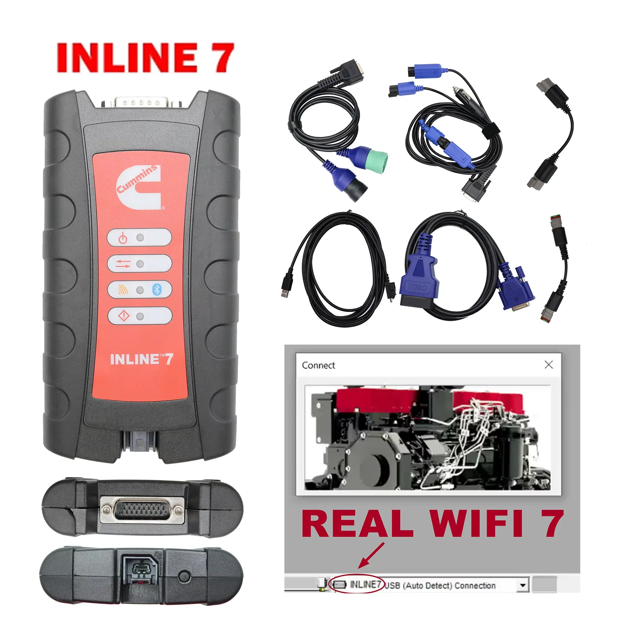 Truck Diagnostic tool Scanner inline6 7 for Cummins Diesel truck INLINE7 with Insite pro v9.0 WI-FI Data Link Adapter