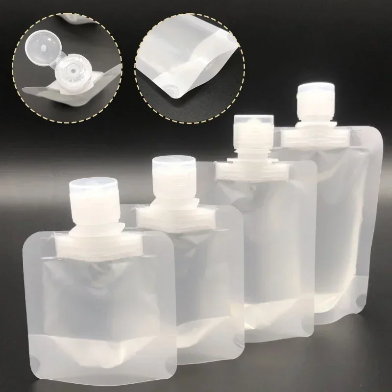 3pcs Clamshell Packaging Bag Stand Up Spout Pouch Plastic Hand Sanitizer Lotion Shampoo Makeup Fluid Bottles Travel 30/50/100ml