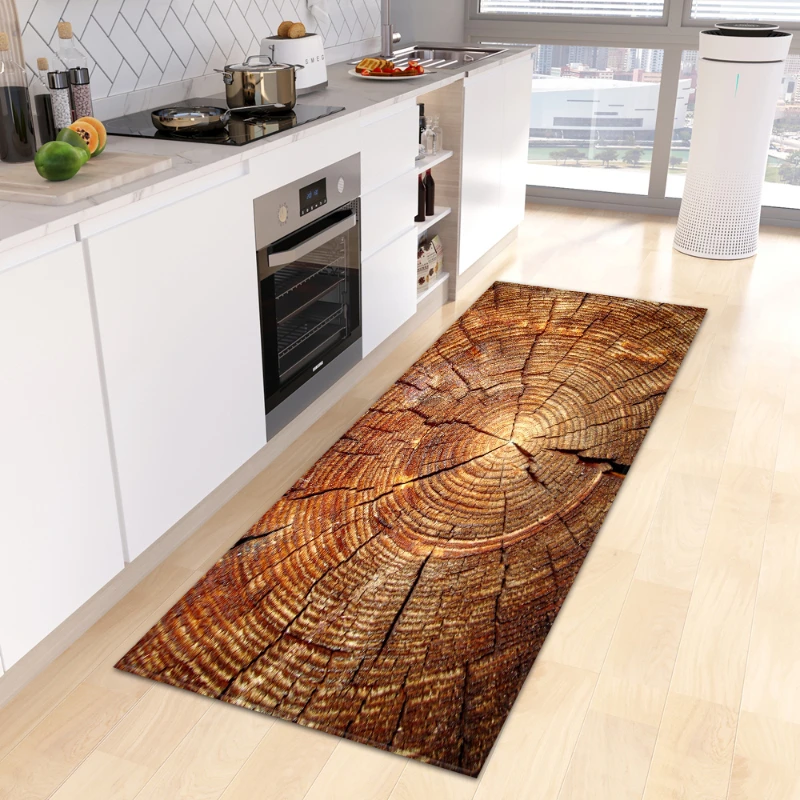 Wood Grain Bathroom Mat Kitchen Anti-Slip Living Room Floor Decor Rug Bedroom Doormat Carpet Home Hallway Foot Mats Custom Made