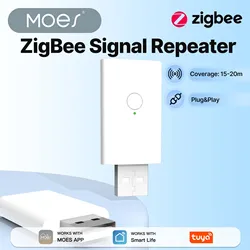 MOES Tuya ZigBee Signal Repeater Amplifier USB Extender for Smart Devices Expand Stable Transmission 15-20M Home Module