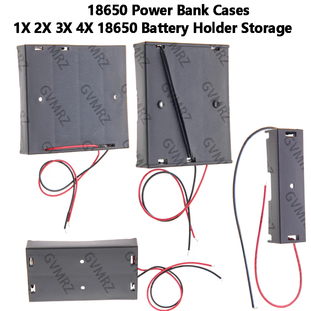 18650 Power Bank Case 1X 2X 3X 18650 Battery Holder Storage Box Case 1 2  Slot Batteries  With Wire Lead 3 Integrated circuit