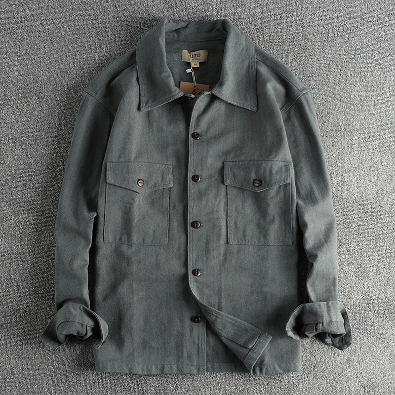 Men autumn and winter new twill woven cotton wash to do old vintage long-sleeved shirt products all the overalls shirt coat