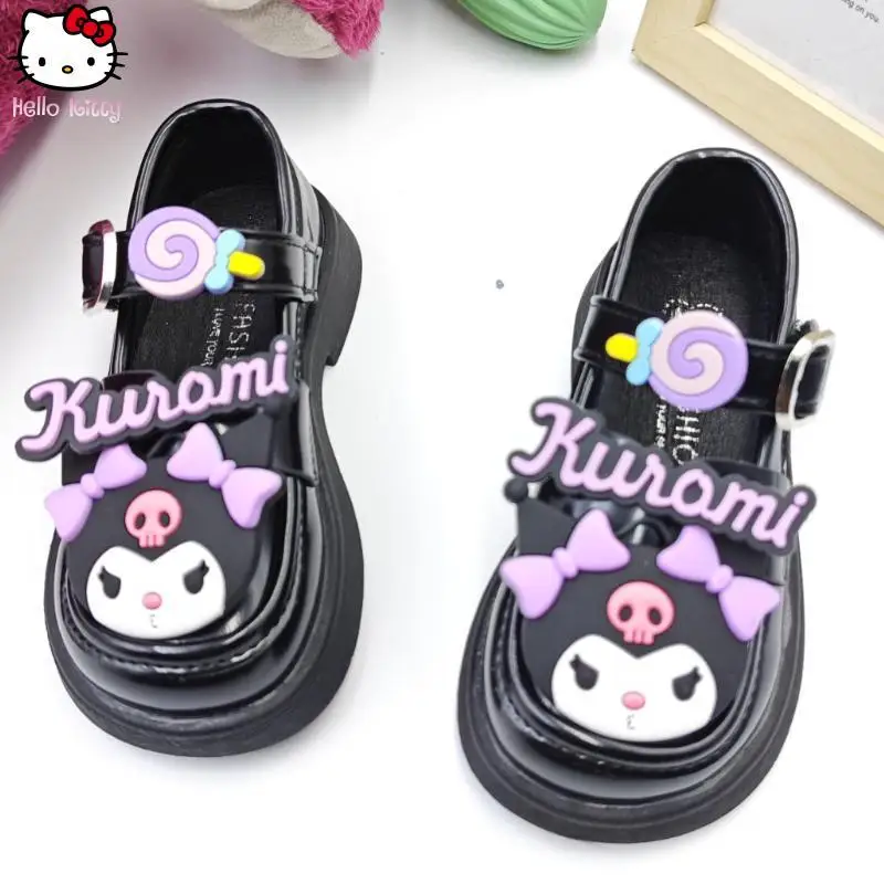 

Hello Kitty Girl Sanrio Autumn New Kuromi Lightweight Soft Soled Little Leather Shoes Princess Kawaii Cartoon Anime Single Shoes