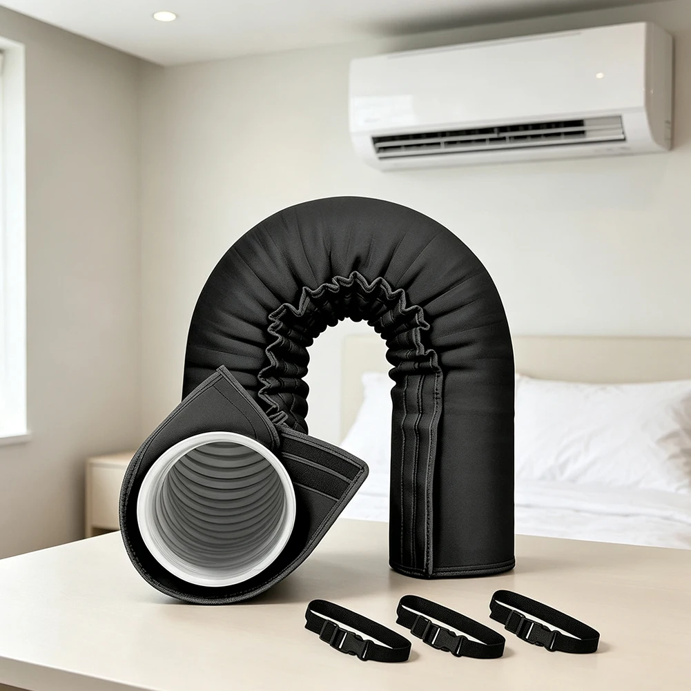 Air Conditioner Accessory Insulated Hose Cover Kit 59 Inches Length AC Hose Insulating Sleeve Adjustable Elastic Straps