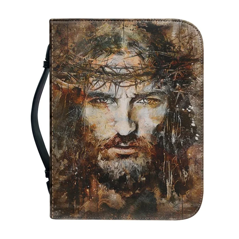 Redeemer's Sacrifice Bible Cover with Personalized Name Option Print Church Bible Cover Case PU Handbags Study Book Holy Storage