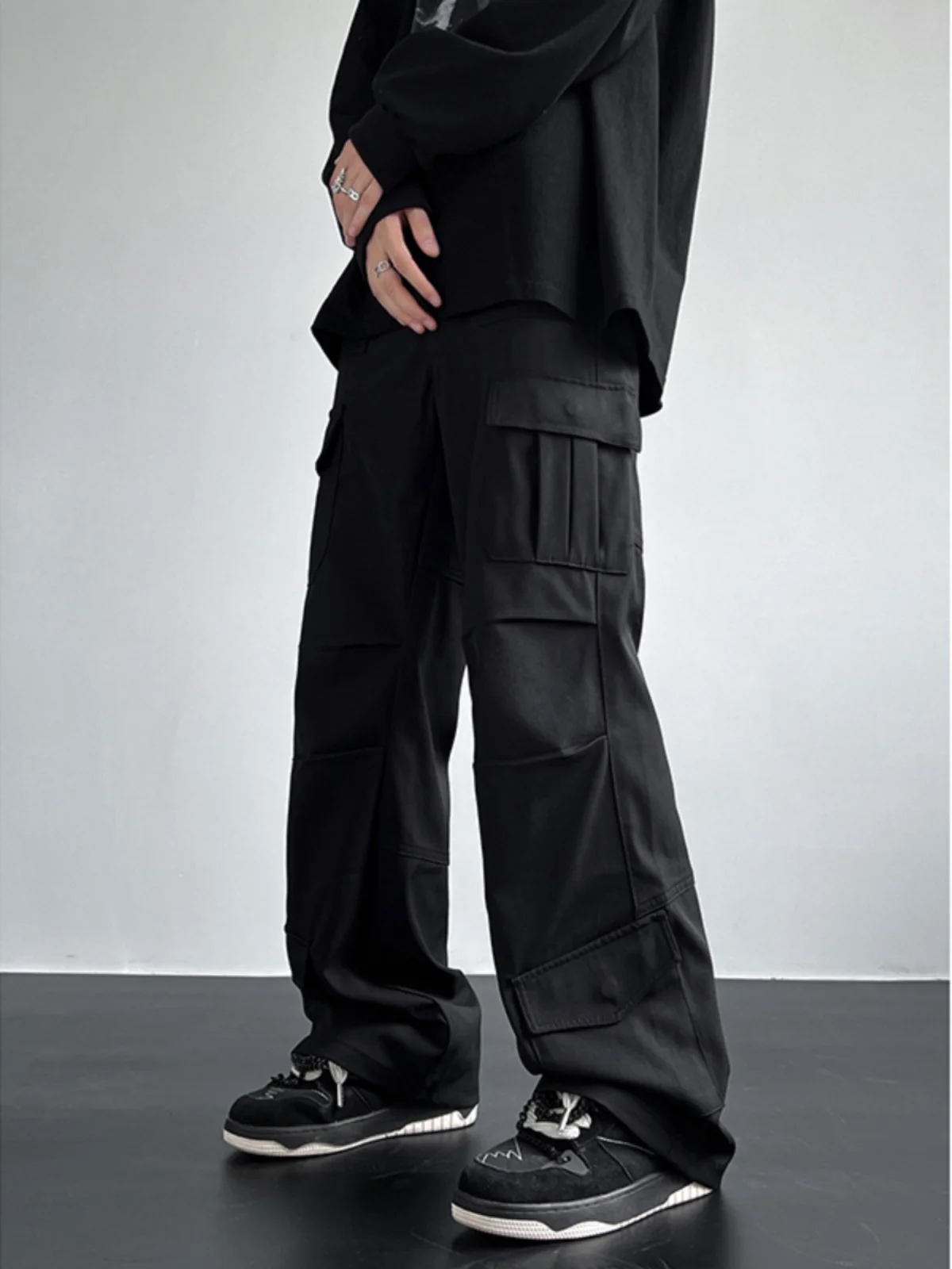 

Bla Men's Retro American Workwear Pants Multiple kets Straight Loose Function Spring Autumn New Sle Casual Trousers