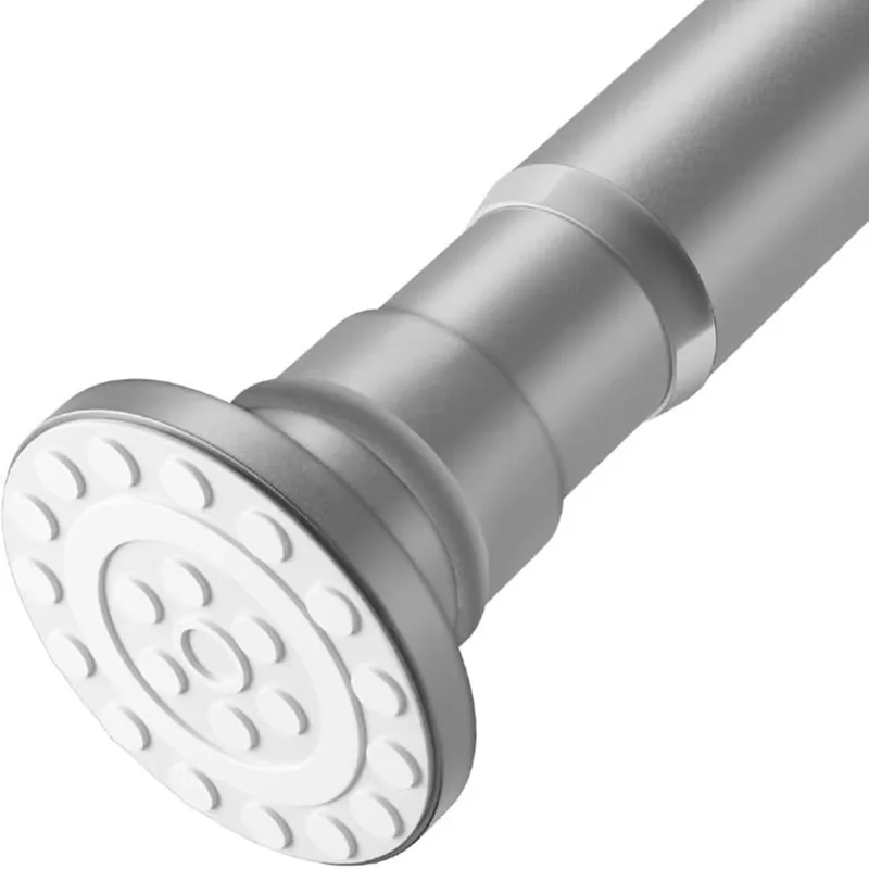 

Adjustable tension shower curtain rod 28-48 inches, gray spring rod for bathroom or window, no drilling required
